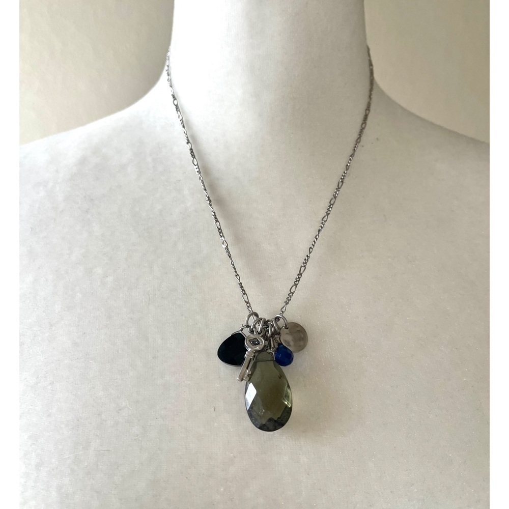 Express multi charm silver necklace